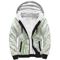 Hawaii Plumeria Lokelani Pikake Lei Sherpa Hoodie Oma'oma'o Polynesian Tattoo LT9 Unisex Green - Polynesian Pride