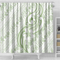 Hawaii Plumeria Lokelani Pikake Lei Shower Curtain Oma'oma'o Polynesian Tattoo