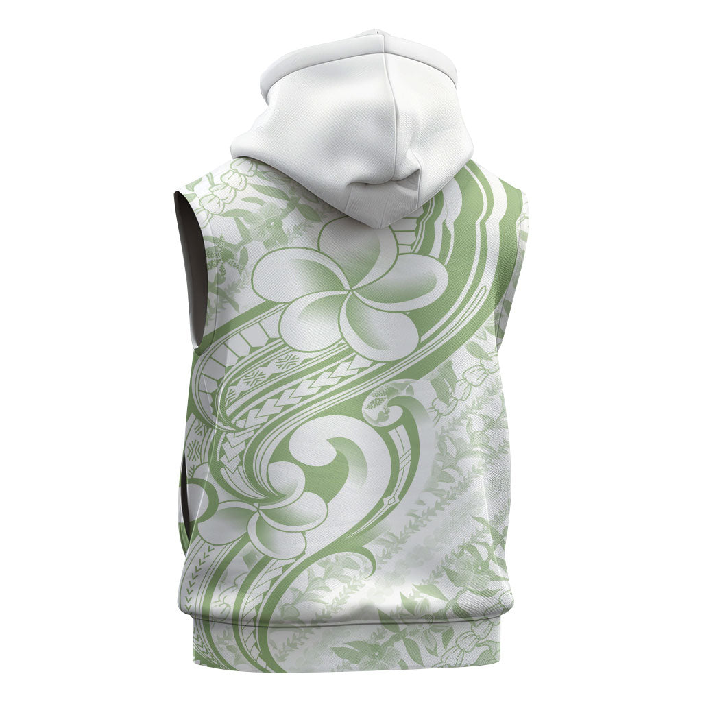 Hawaii Plumeria Lokelani Pikake Lei Sleeveless Zip Hoodie Oma'oma'o Polynesian Tattoo LT9 - Polynesian Pride