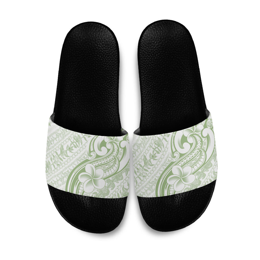 Hawaii Plumeria Lokelani Pikake Lei Slide Sandals Oma'oma'o Polynesian Tattoo