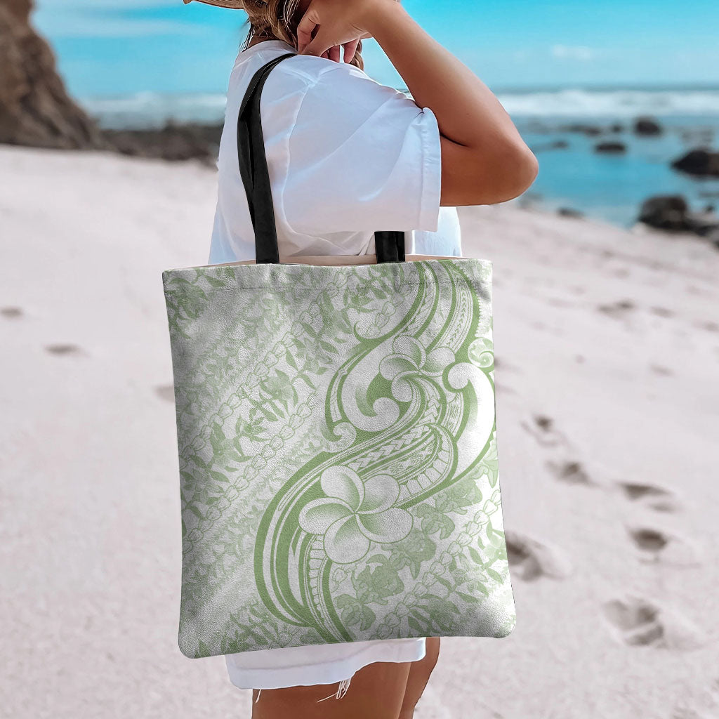 Hawaii Plumeria Lokelani Pikake Lei Tote Bag Oma'oma'o Polynesian Tattoo