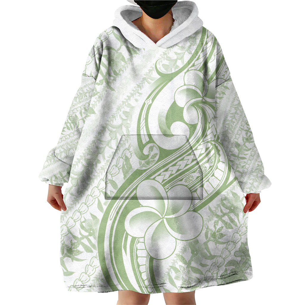 Hawaii Plumeria Lokelani Pikake Lei Wearable Blanket Hoodie Oma'oma'o Polynesian Tattoo LT9 - Polynesian Pride