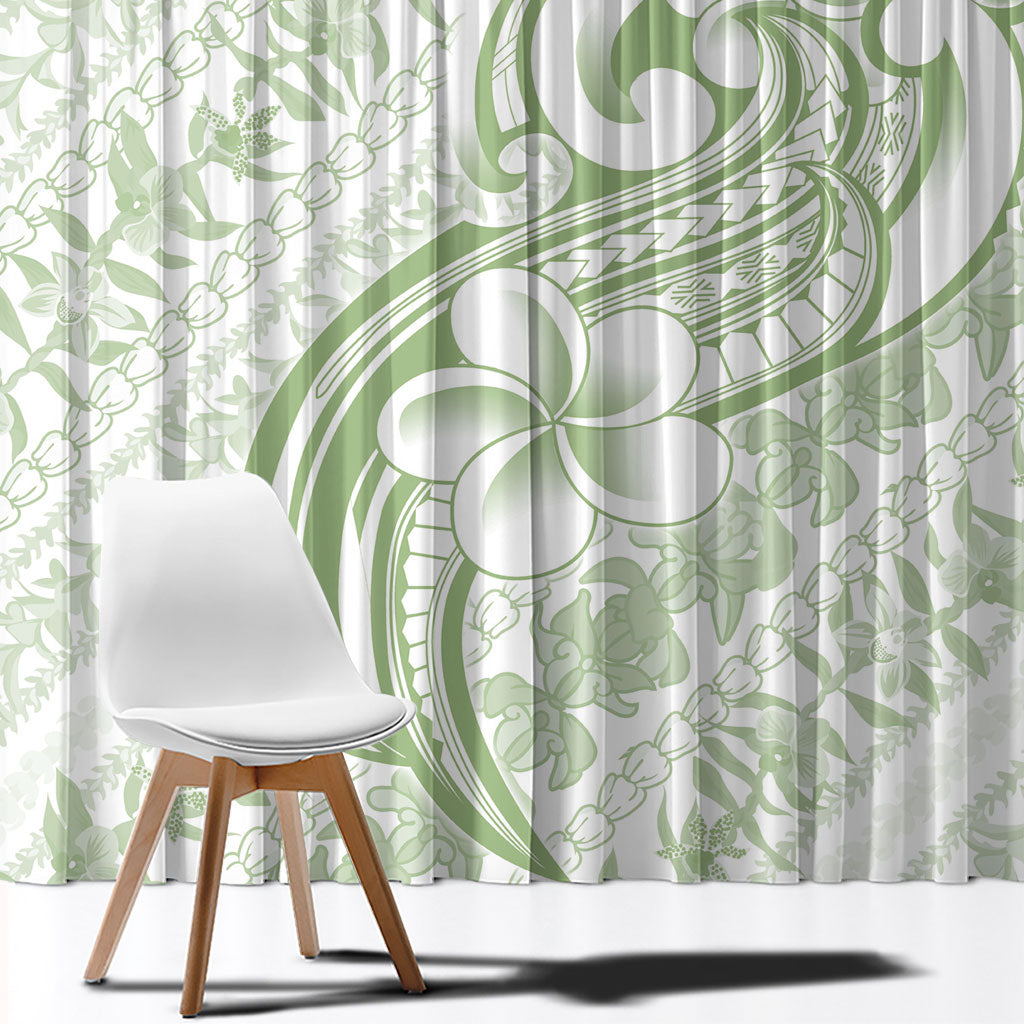 Hawaii Plumeria Lokelani Pikake Lei Window Curtain Oma'oma'o Polynesian Tattoo