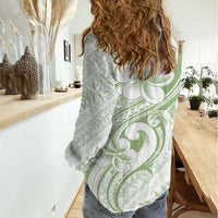 Hawaii Plumeria Lokelani Pikake Lei Women Casual Shirt Oma'oma'o Polynesian Tattoo LT9 - Polynesian Pride