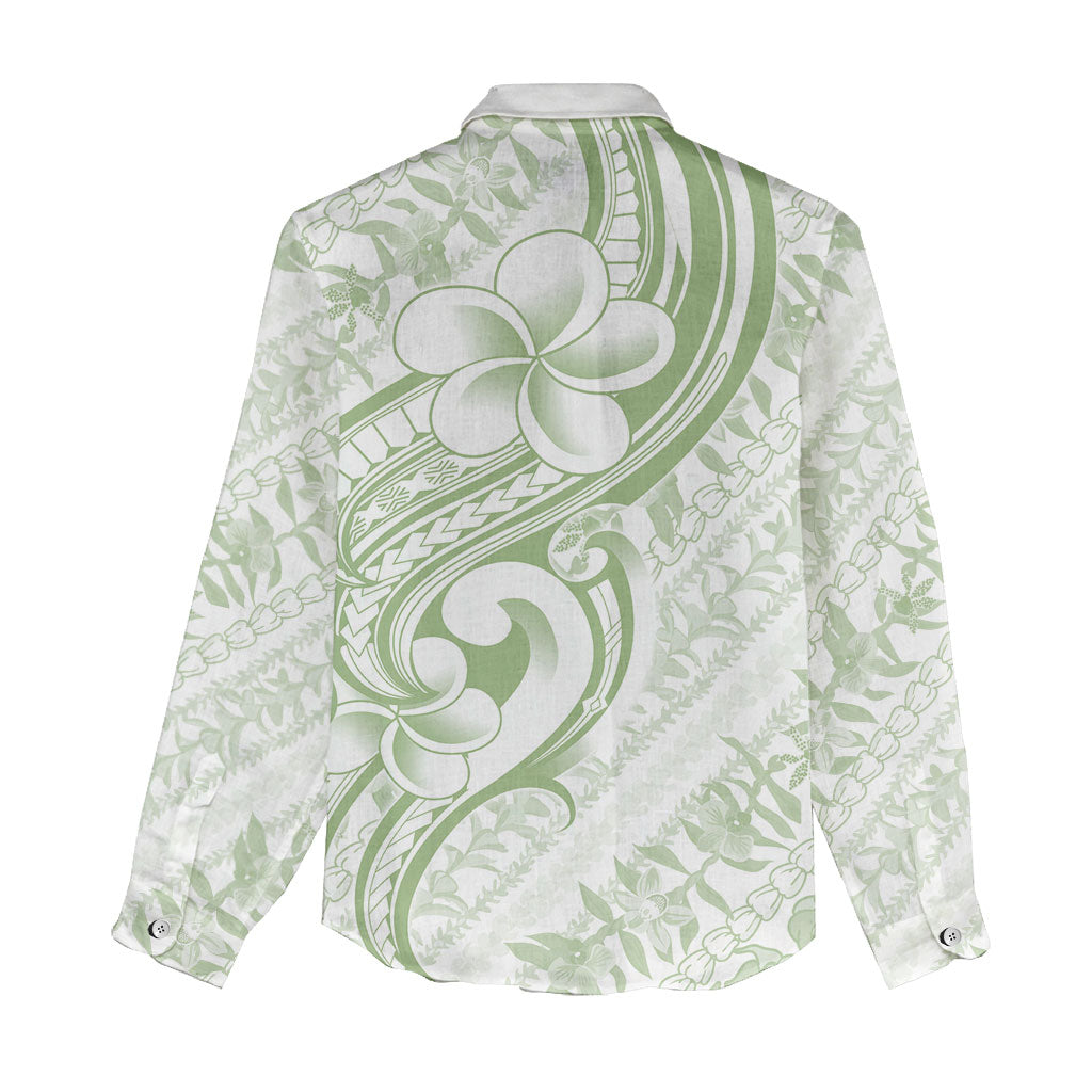 Hawaii Plumeria Lokelani Pikake Lei Women Casual Shirt Oma'oma'o Polynesian Tattoo LT9 - Polynesian Pride