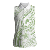 Hawaii Plumeria Lokelani Pikake Lei Women Sleeveless Polo Shirt Oma'oma'o Polynesian Tattoo LT9 Female Green - Polynesian Pride