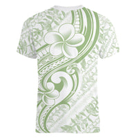 Hawaii Plumeria Lokelani Pikake Lei Women V-Neck T-Shirt Oma'oma'o Polynesian Tattoo LT9 - Polynesian Pride