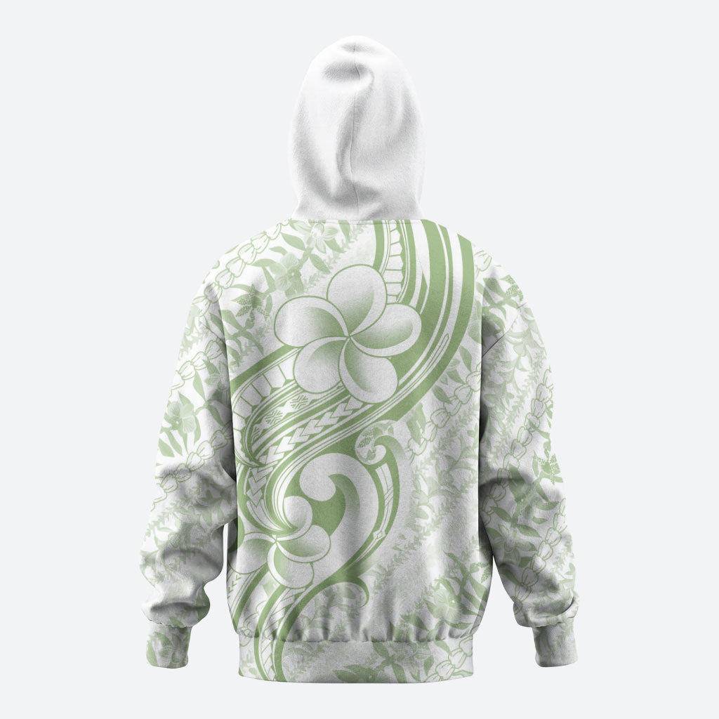 Hawaii Plumeria Lokelani Pikake Lei Zip Hoodie Oma'oma'o Polynesian Tattoo LT9 - Polynesian Pride