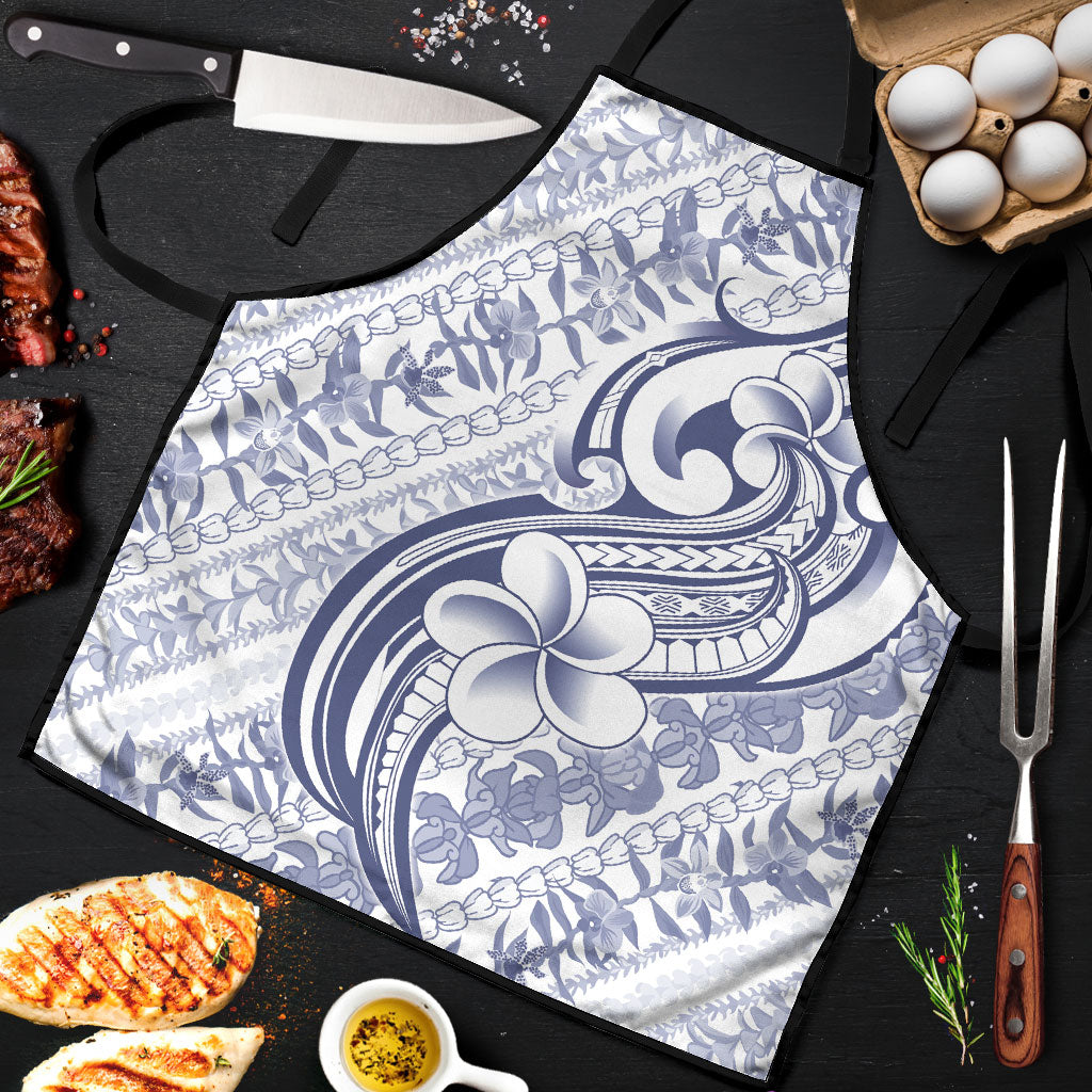Hawaii Plumeria Lokelani Pikake Lei Apron Navy Blue Polynesian Tattoo