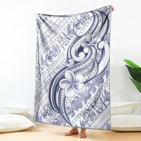 Hawaii Plumeria Lokelani Pikake Lei Blanket Navy Blue Polynesian Tattoo