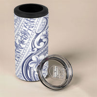 Hawaii Plumeria Lokelani Pikake Lei 4 in 1 Can Cooler Tumbler Navy Blue Polynesian Tattoo LT9 - Polynesian Pride