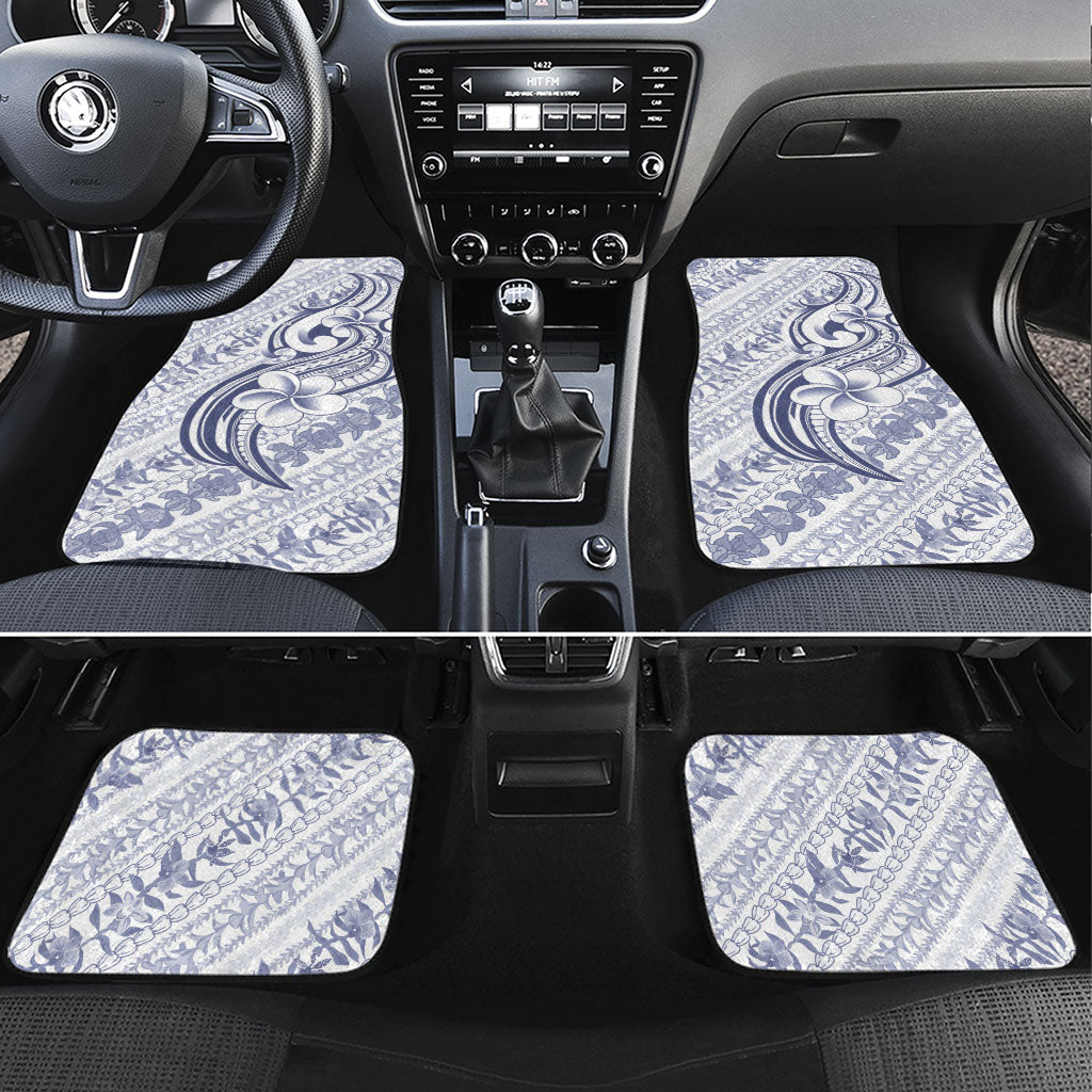 Hawaii Plumeria Lokelani Pikake Lei Car Mats Navy Blue Polynesian Tattoo LT9 Set 4pcs Navy Blue - Polynesian Pride