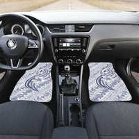Hawaii Plumeria Lokelani Pikake Lei Car Mats Navy Blue Polynesian Tattoo LT9 Set 2pcs - Front Navy Blue - Polynesian Pride