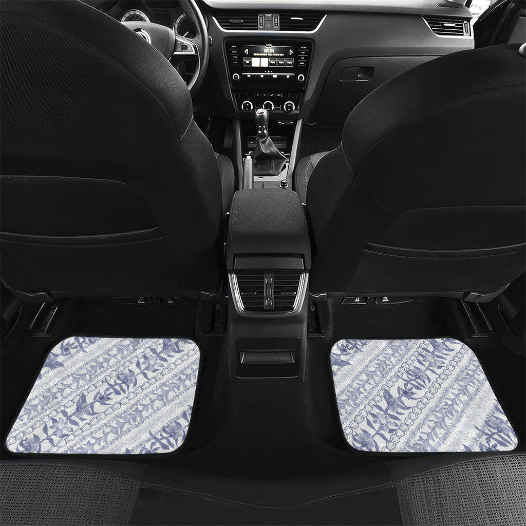 Hawaii Plumeria Lokelani Pikake Lei Car Mats Navy Blue Polynesian Tattoo LT9 Set 2pcs - Back Navy Blue - Polynesian Pride