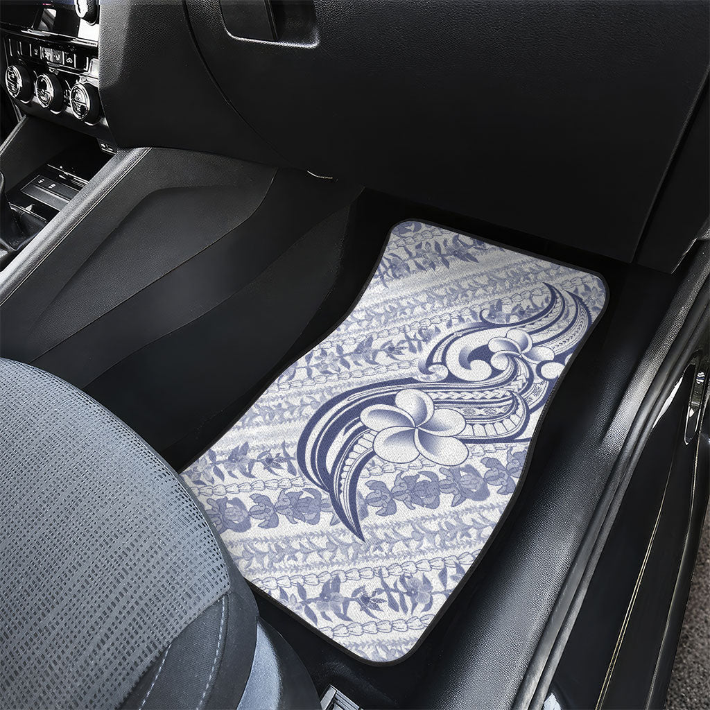 Hawaii Plumeria Lokelani Pikake Lei Car Mats Navy Blue Polynesian Tattoo LT9 - Polynesian Pride