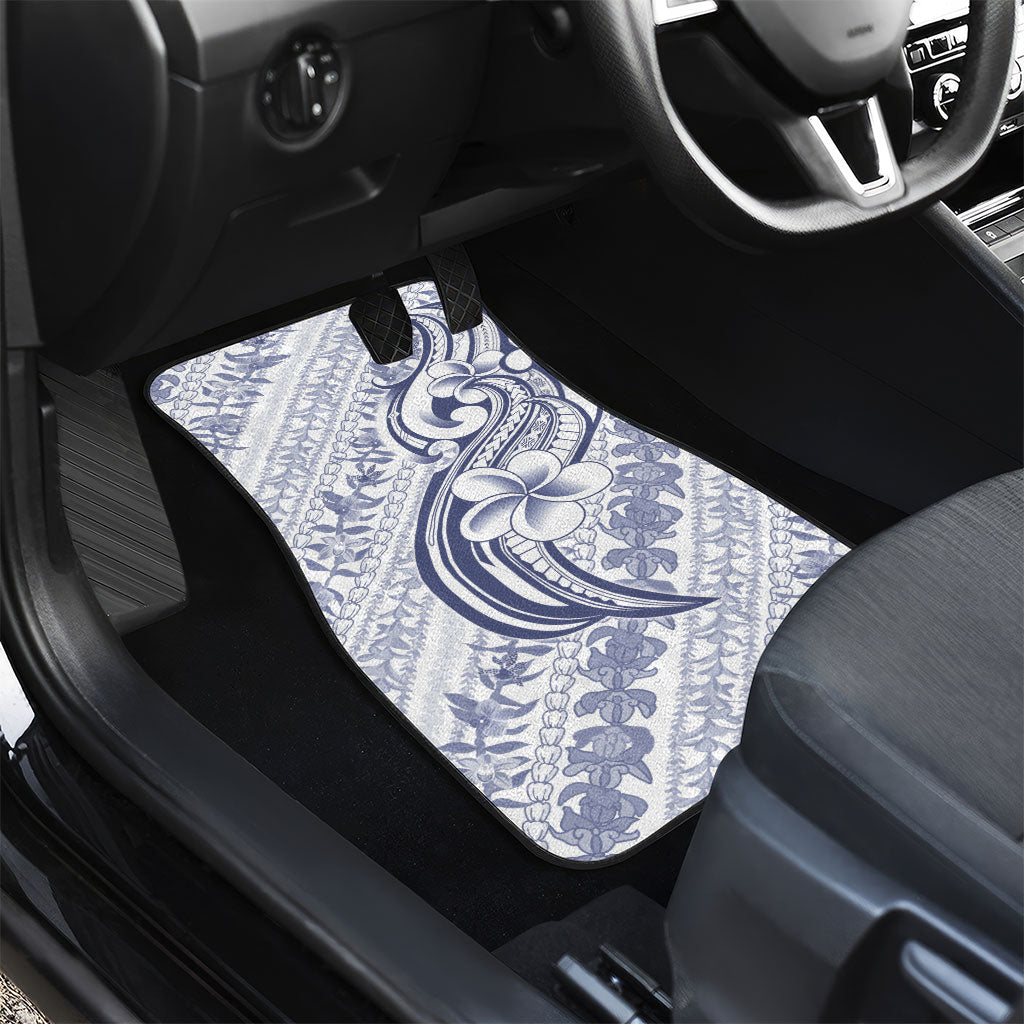 Hawaii Plumeria Lokelani Pikake Lei Car Mats Navy Blue Polynesian Tattoo LT9 - Polynesian Pride