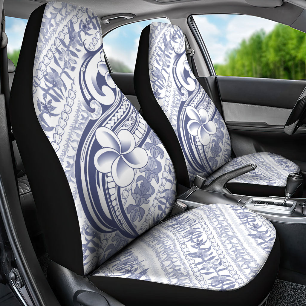 Hawaii Plumeria Lokelani Pikake Lei Car Seat Cover Navy Blue Polynesian Tattoo