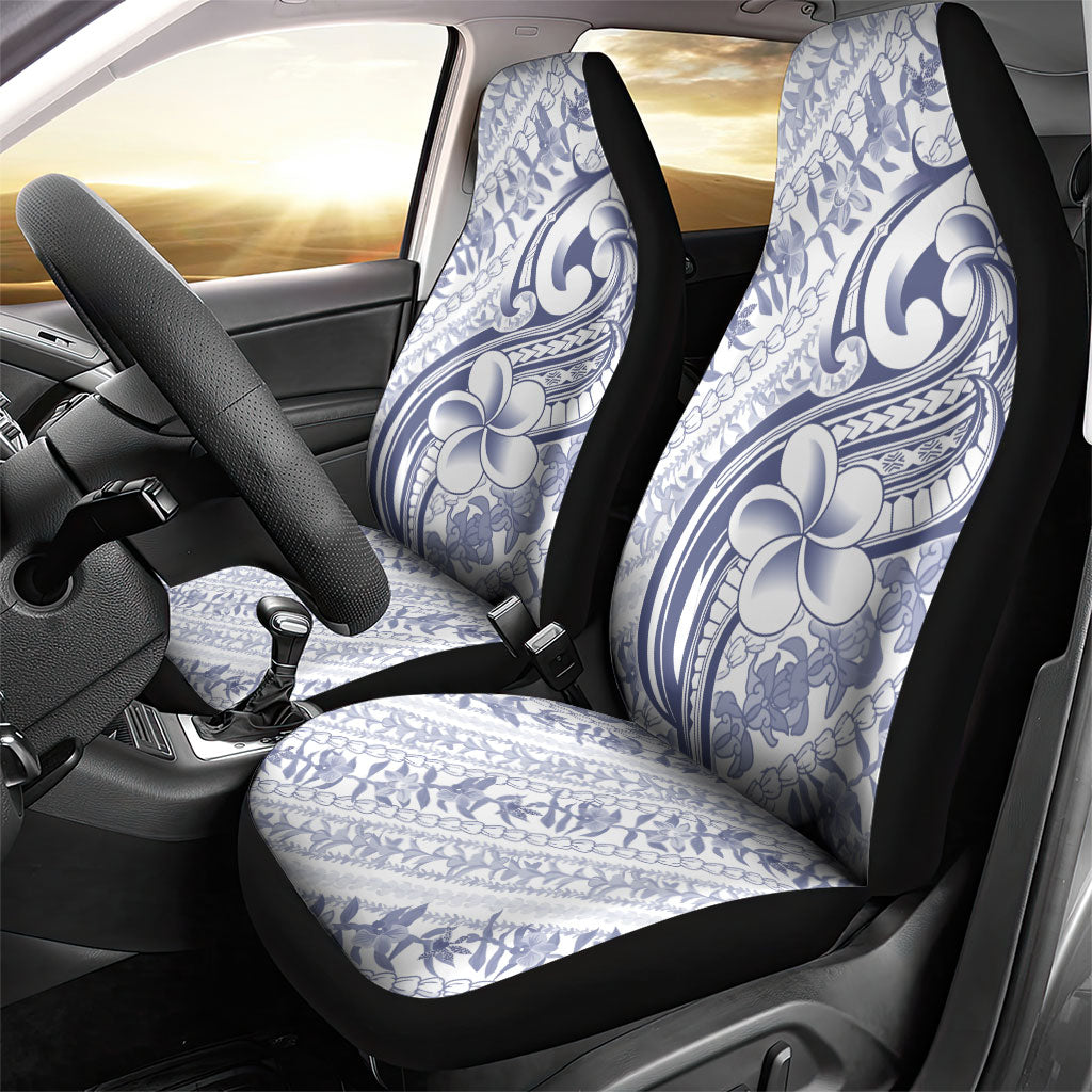 Hawaii Plumeria Lokelani Pikake Lei Car Seat Cover Navy Blue Polynesian Tattoo