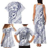 Hawaii Plumeria Lokelani Pikake Lei Family Matching Tank Maxi Dress and Hawaiian Shirt Navy Blue Polynesian Tattoo LT9 - Polynesian Pride