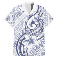 Hawaii Plumeria Lokelani Pikake Lei Family Matching Tank Maxi Dress and Hawaiian Shirt Navy Blue Polynesian Tattoo LT9 Dad's Shirt - Short Sleeve Navy Blue - Polynesian Pride