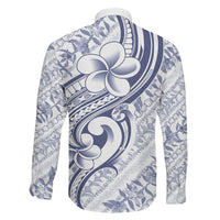 Hawaii Plumeria Lokelani Pikake Lei Family Matching Tank Maxi Dress and Hawaiian Shirt Navy Blue Polynesian Tattoo LT9 - Polynesian Pride