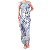 Hawaii Plumeria Lokelani Pikake Lei Family Matching Tank Maxi Dress and Hawaiian Shirt Navy Blue Polynesian Tattoo LT9 Mom's Dress Navy Blue - Polynesian Pride