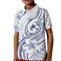 Hawaii Plumeria Lokelani Pikake Lei Kid Polo Shirt Navy Blue Polynesian Tattoo