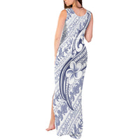 Hawaii Plumeria Lokelani Pikake Lei Tank Maxi Dress Navy Blue Polynesian Tattoo