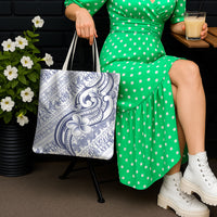 Hawaii Plumeria Lokelani Pikake Lei Tote Bag Navy Blue Polynesian Tattoo LT9 - Polynesian Pride