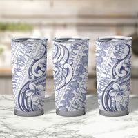 Hawaii Plumeria Lokelani Pikake Lei Tumbler Cup Navy Blue Polynesian Tattoo