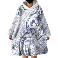 Hawaii Plumeria Lokelani Pikake Lei Wearable Blanket Hoodie Navy Blue Polynesian Tattoo LT9 - Polynesian Pride