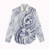 Hawaii Plumeria Lokelani Pikake Lei Women Casual Shirt Navy Blue Polynesian Tattoo LT9 - Polynesian Pride
