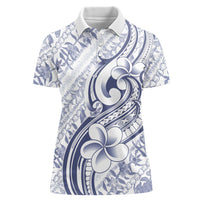 Hawaii Plumeria Lokelani Pikake Lei Women Polo Shirt Navy Blue Polynesian Tattoo LT9 Female Navy Blue - Polynesian Pride