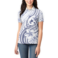 Hawaii Plumeria Lokelani Pikake Lei Women Polo Shirt Navy Blue Polynesian Tattoo LT9 - Polynesian Pride