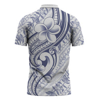 Hawaii Plumeria Lokelani Pikake Lei Zipper Polo Shirt Navy Blue Polynesian Tattoo LT9 - Polynesian Pride