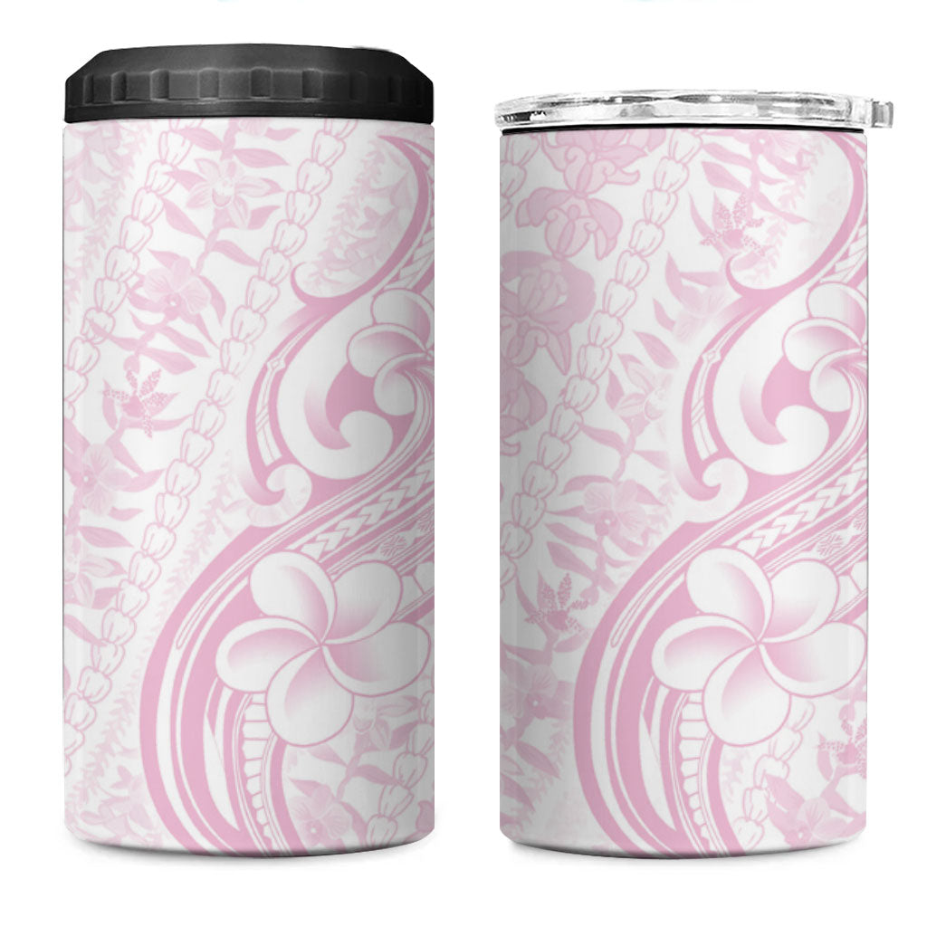 Hawaii Plumeria Lokelani Pikake Lei 4 in 1 Can Cooler Tumbler Poni Mama Polynesian Tattoo LT9 One Size: 16 oz Pink - Polynesian Pride