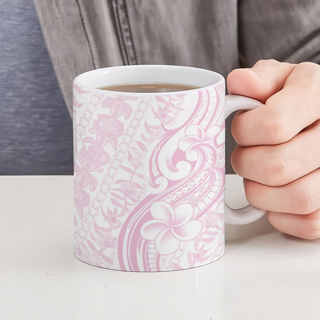 Hawaii Plumeria Lokelani Pikake Lei Ceramic Mug Poni Mama Polynesian Tattoo