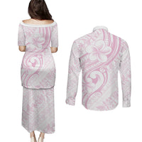 Hawaii Plumeria Lokelani Pikake Lei Couples Matching Puletasi and Long Sleeve Button Shirt Poni Mama Polynesian Tattoo LT9 - Polynesian Pride