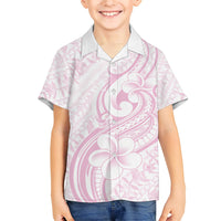 Hawaii Plumeria Lokelani Pikake Lei Family Matching Long Sleeve Bodycon Dress and Hawaiian Shirt Poni Mama Polynesian Tattoo LT9 Son's Shirt Pink - Polynesian Pride