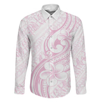 Hawaii Plumeria Lokelani Pikake Lei Family Matching Mermaid Dress and Hawaiian Shirt Poni Mama Polynesian Tattoo LT9 Dad's Shirt - Long Sleeve Pink - Polynesian Pride