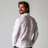 Hawaii Plumeria Lokelani Pikake Lei Long Sleeve Polo Shirt Poni Mama Polynesian Tattoo LT9 - Polynesian Pride
