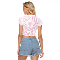 Hawaii Plumeria Lokelani Pikake Lei Raglan Cropped T Shirt Poni Mama Polynesian Tattoo LT9 - Polynesian Pride