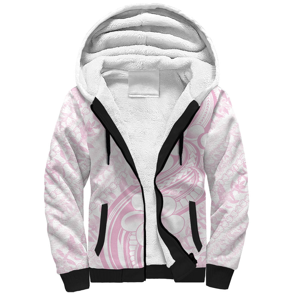 Hawaii Plumeria Lokelani Pikake Lei Sherpa Hoodie Poni Mama Polynesian Tattoo