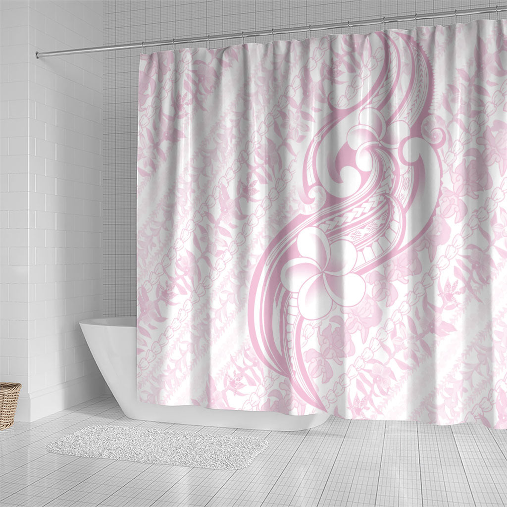 Hawaii Plumeria Lokelani Pikake Lei Shower Curtain Poni Mama Polynesian Tattoo