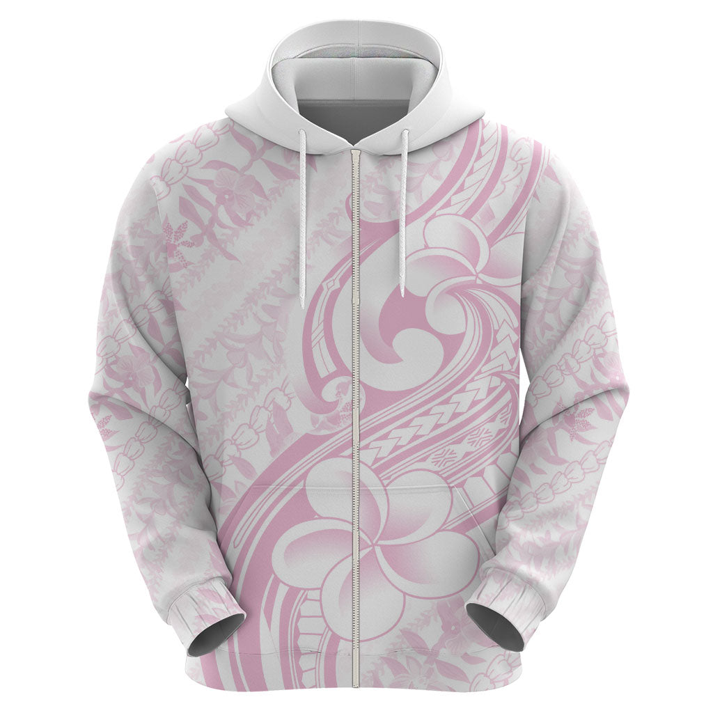 Hawaii Plumeria Lokelani Pikake Lei Zip Hoodie Poni Mama Polynesian Tattoo LT9 - Polynesian Pride