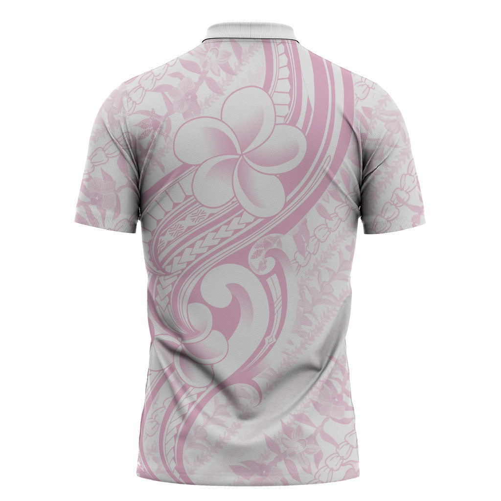 Hawaii Plumeria Lokelani Pikake Lei Zipper Polo Shirt Poni Mama Polynesian Tattoo LT9 - Polynesian Pride
