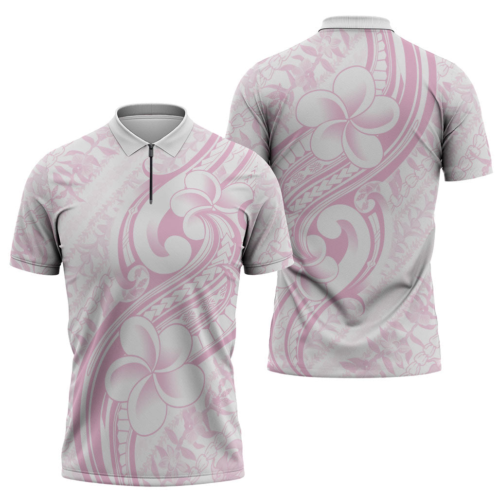 Hawaii Plumeria Lokelani Pikake Lei Zipper Polo Shirt Poni Mama Polynesian Tattoo LT9 - Polynesian Pride