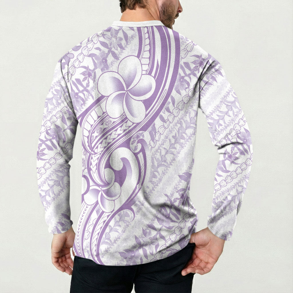 Hawaii Plumeria Lokelani Pikake Lei Button Sweatshirt Poni Polynesian Tattoo