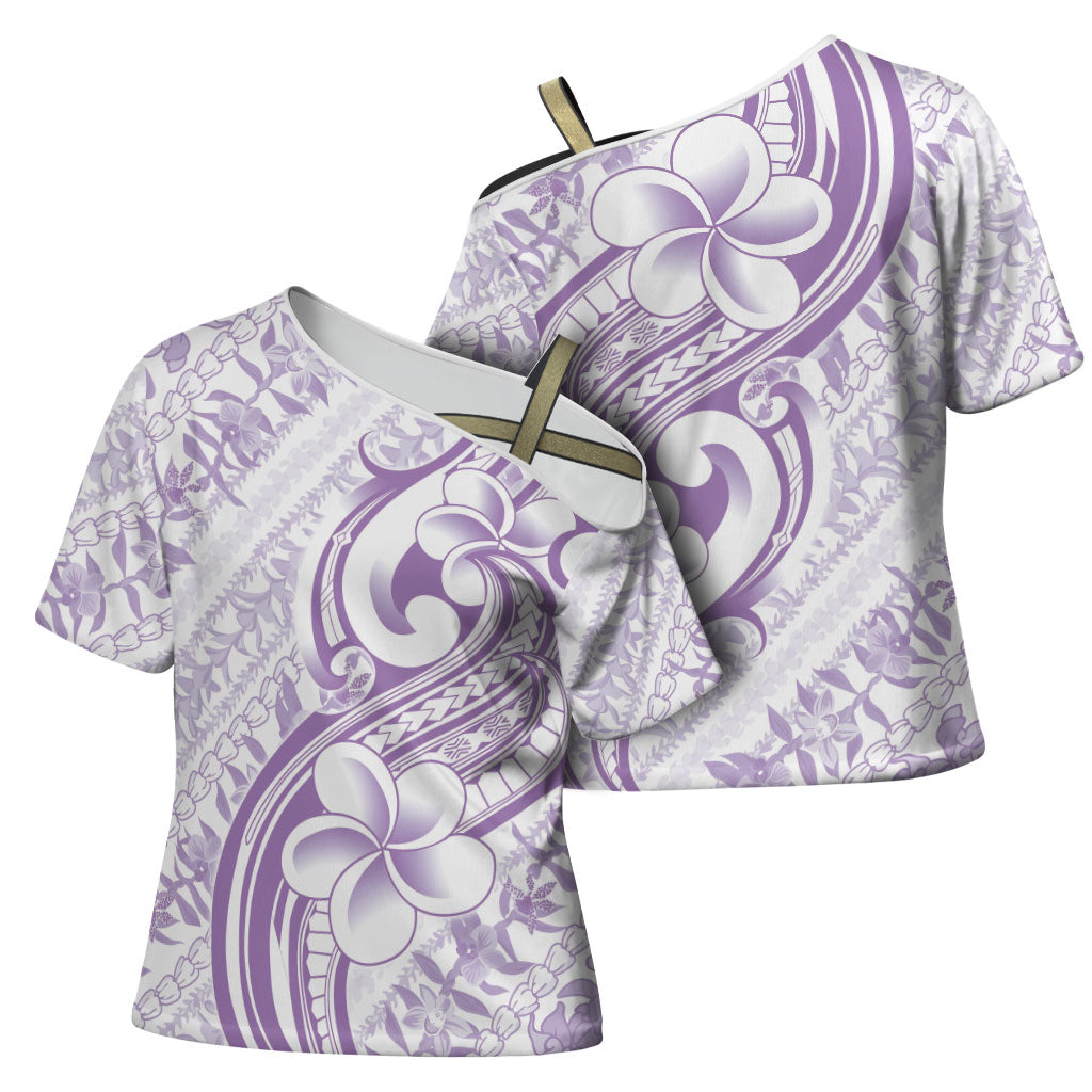 Hawaii Plumeria Lokelani Pikake Lei Cross Shoulder Shirt Poni Polynesian Tattoo