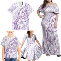 Hawaii Plumeria Lokelani Pikake Lei Family Matching Off Shoulder Maxi Dress and Hawaiian Shirt Poni Polynesian Tattoo LT9 - Polynesian Pride